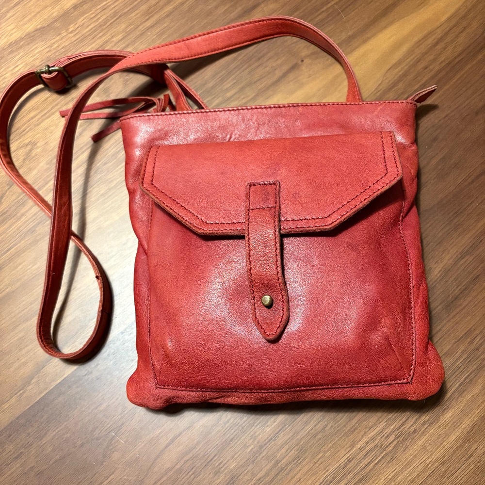 Sundance red leather crossbody bag